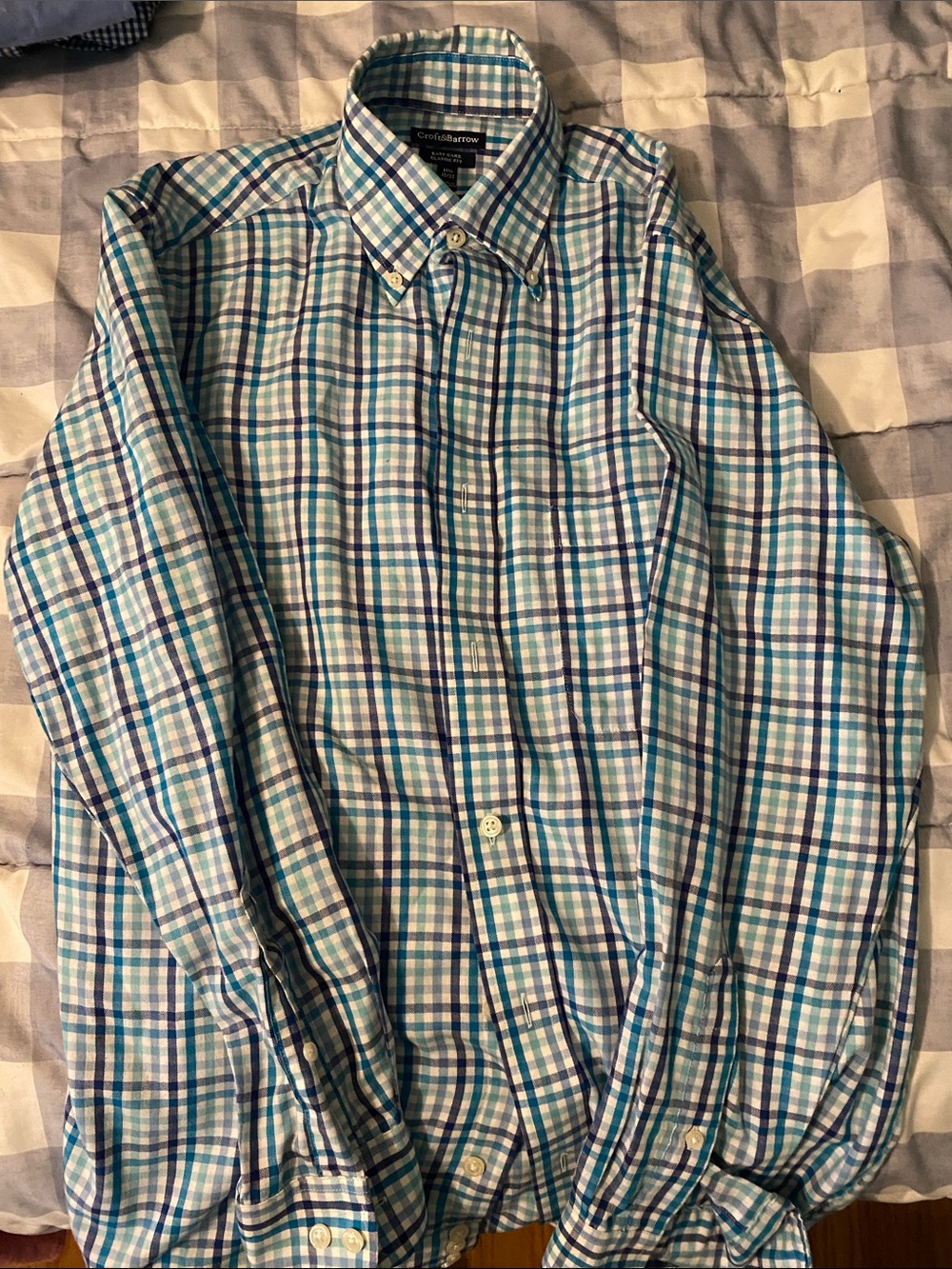 croft & barrow Men's Plaid Button-Down Shirt in Blue and Turquoise